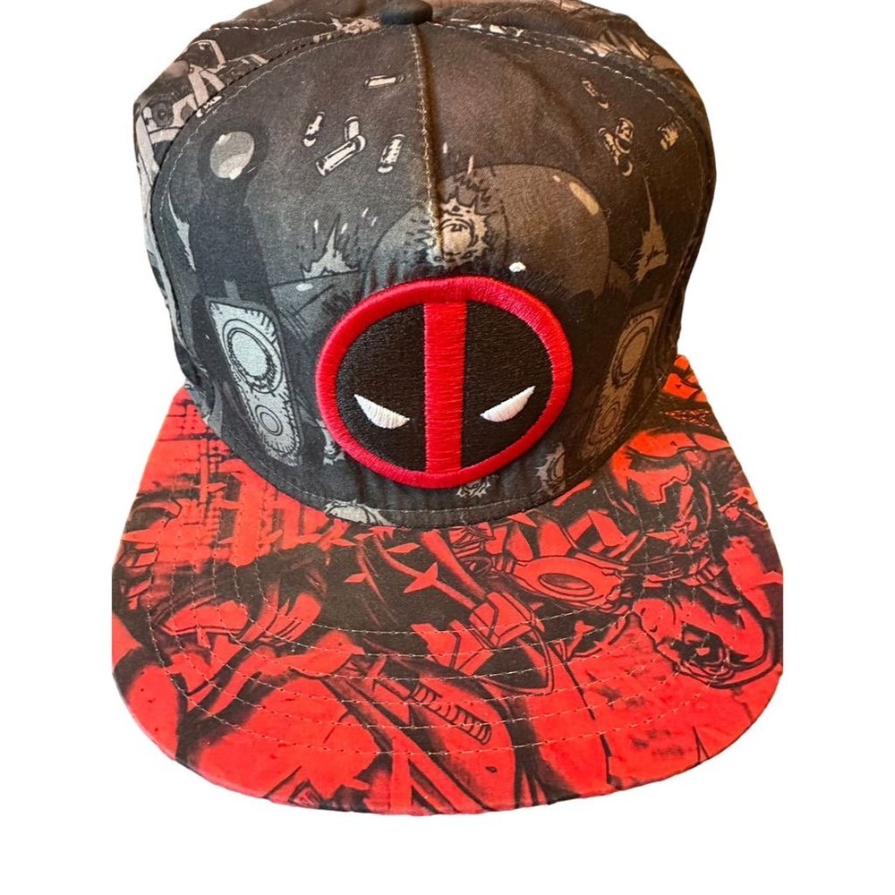 Bioworld Deadpool Snapback Hat Red Adjustable Flat Brim One Size Men's Cap